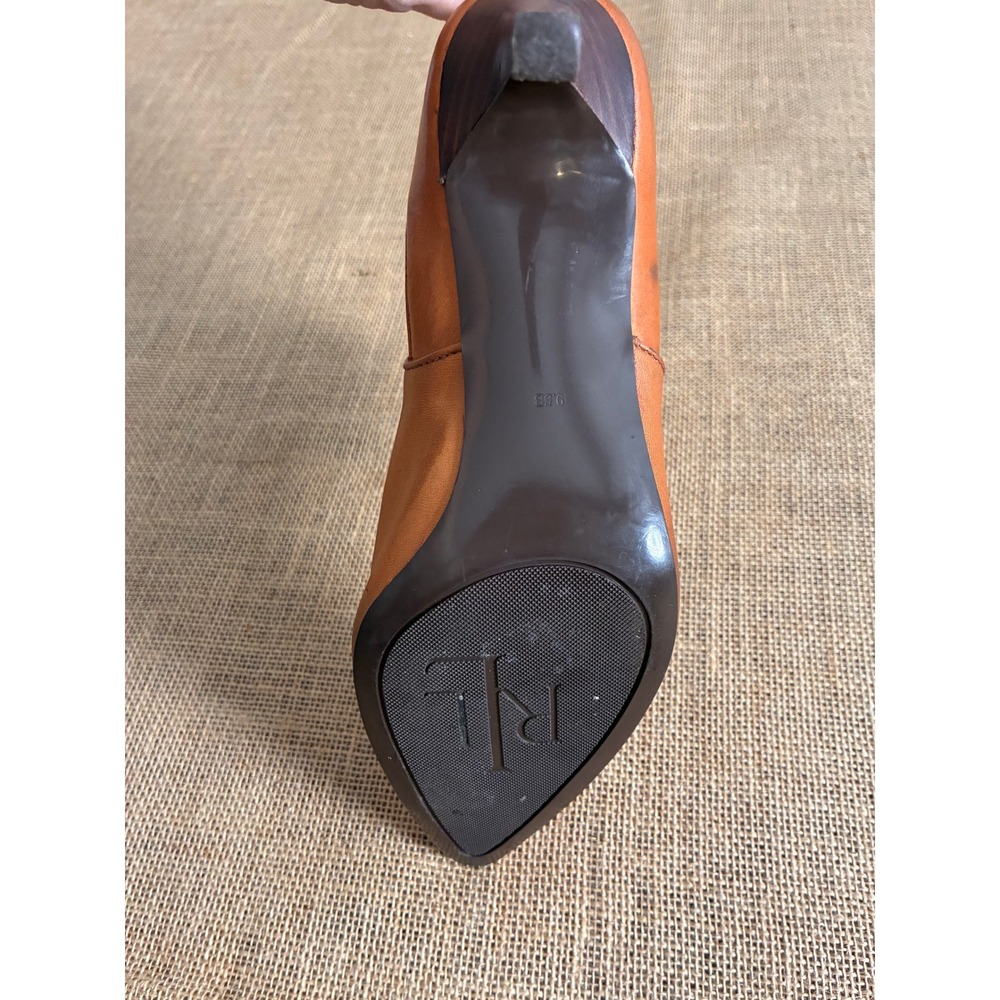 Lauren Ralph Lauren Verla Cognac Leather Pointed Toe Stiletto Ankle Boots 9.5B - Picture 9 of 10